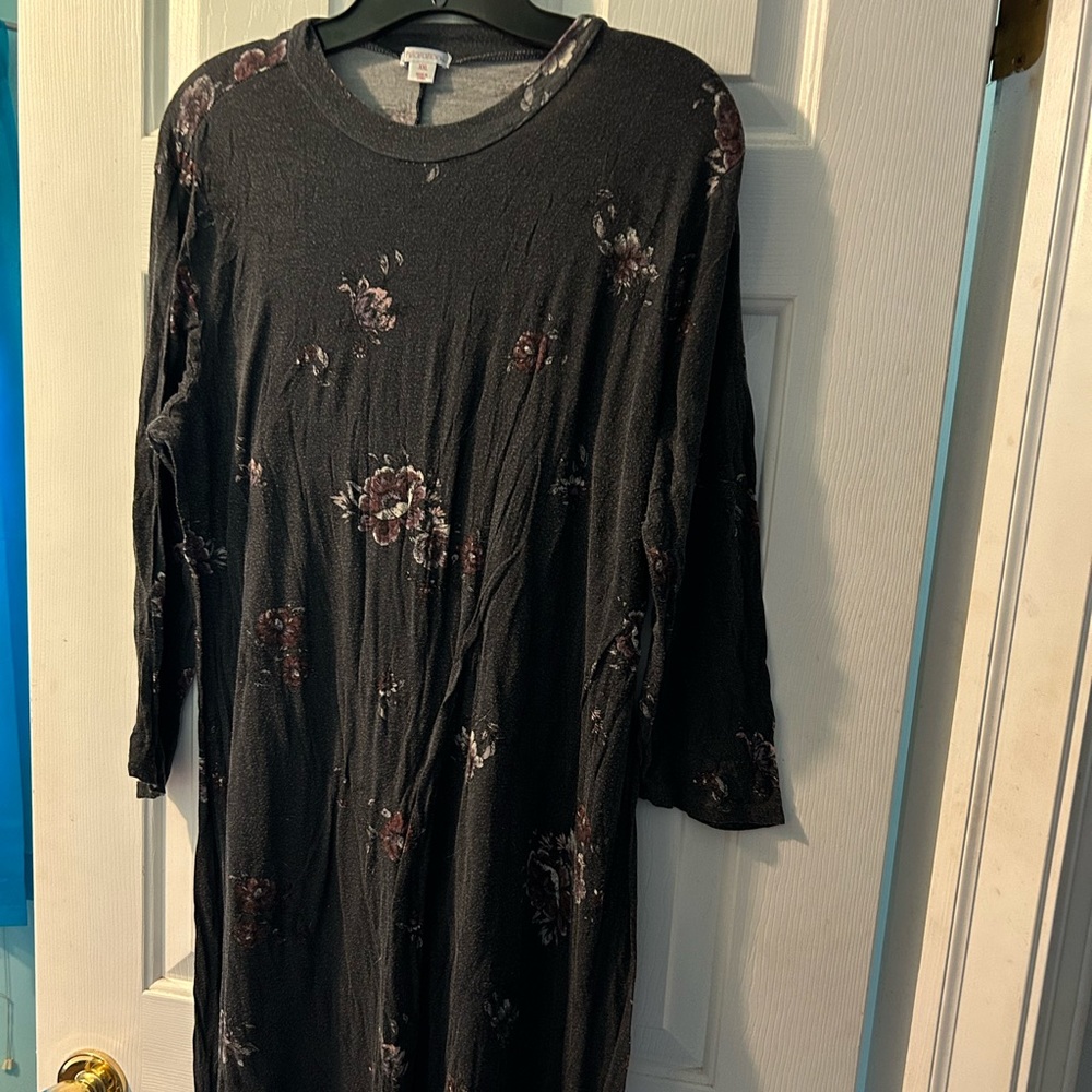 Gray Lightweight Elbow-length sleeve floral dress